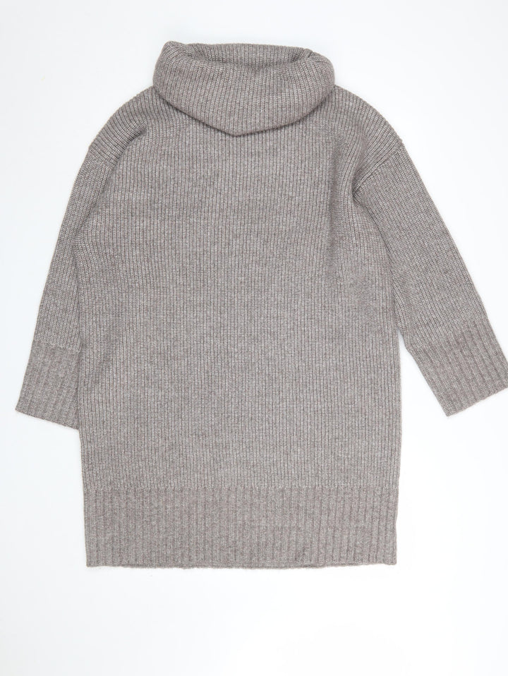Marks and Spencer Women Grey Roll Neck Knit Jumper Dress Medium