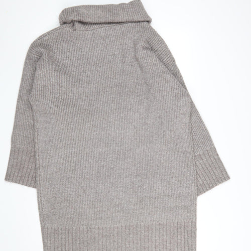 Marks and Spencer Women Grey Roll Neck Knit Jumper Dress Medium