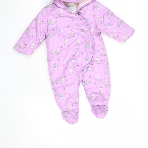 Mini Club Unisex Baby Lilac Animal Print Hooded Padded Snowsuit 6-9 Months