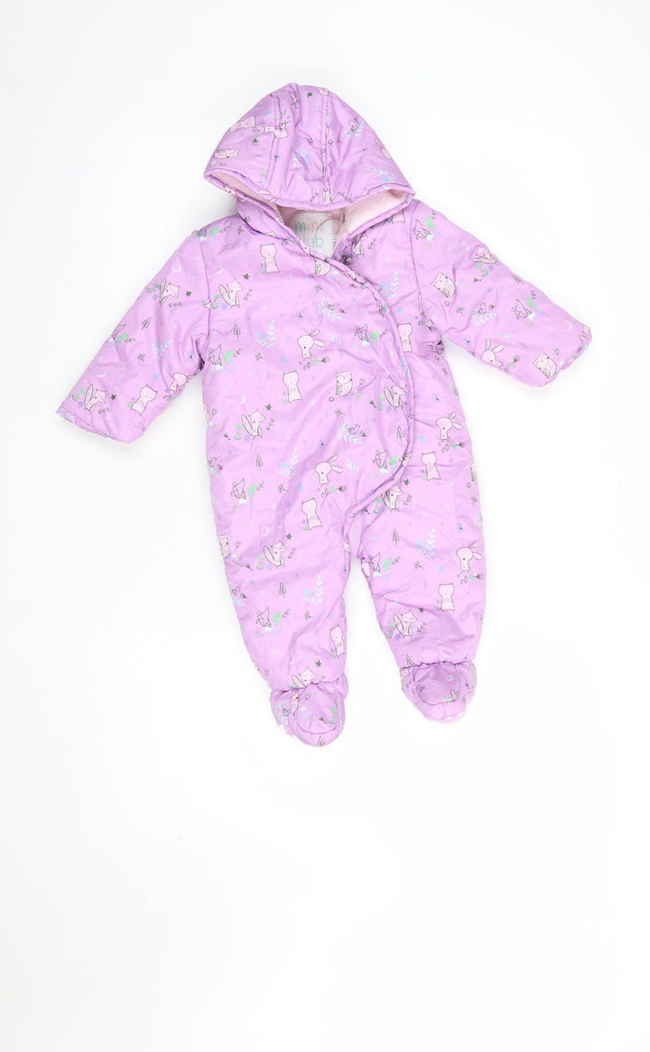Mini Club Unisex Baby Lilac Animal Print Hooded Padded Snowsuit 6-9 Months
