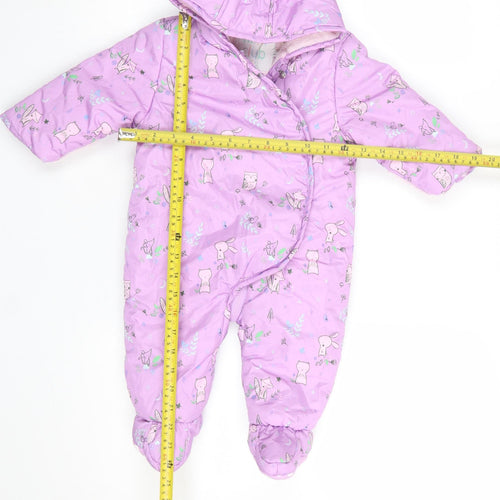 Mini Club Unisex Baby Lilac Animal Print Hooded Padded Snowsuit 6-9 Months