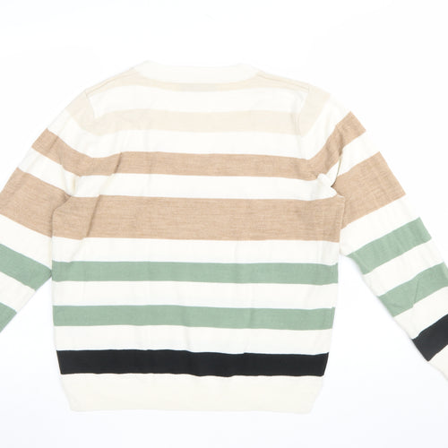 Marks and Spencer Womens Multicoloured Striped V-Neck Jumper Size M