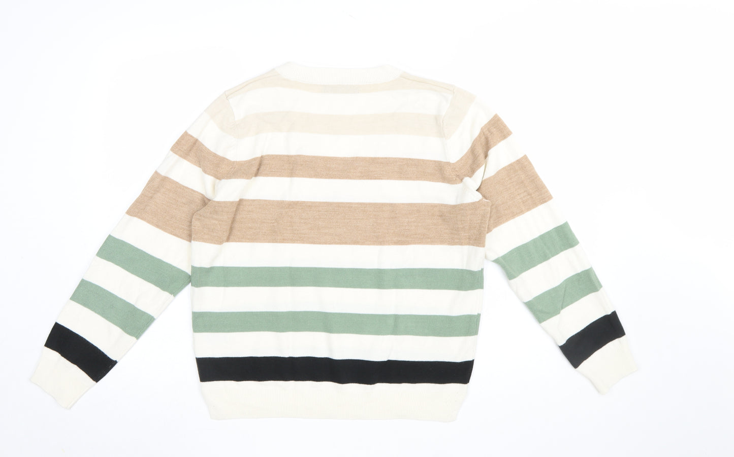 Marks and Spencer Womens Multicoloured Striped V-Neck Jumper Size M