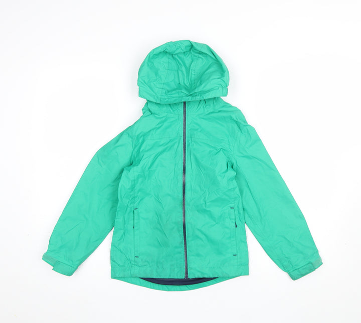 Mountain Warehouse Boys Green Hooded Waterproof Rain Coat 7-8 Years