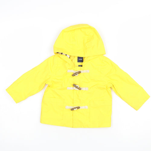 babyGap Unisex Yellow Hooded Duffle Coat 18-24 Months Water Resistant Jacket