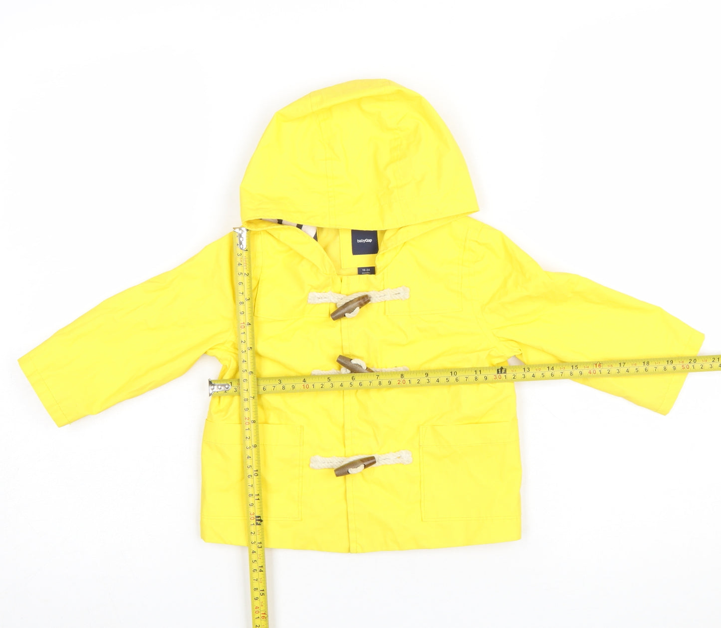 babyGap Unisex Yellow Hooded Duffle Coat 18-24 Months Water Resistant Jacket