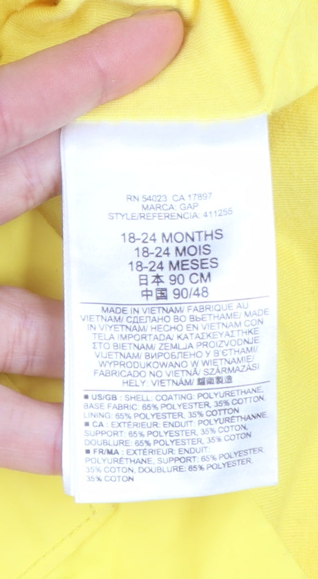 babyGap Unisex Yellow Hooded Duffle Coat 18-24 Months Water Resistant Jacket