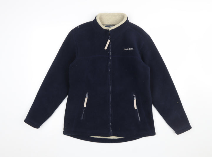 Diadora Boys Blue Fleece Full Zip Jacket L Lined Mid-Length Outdoor Coat