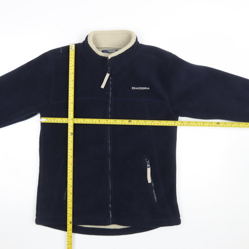 Diadora Boys Blue Fleece Full Zip Jacket L Lined Mid-Length Outdoor Coat