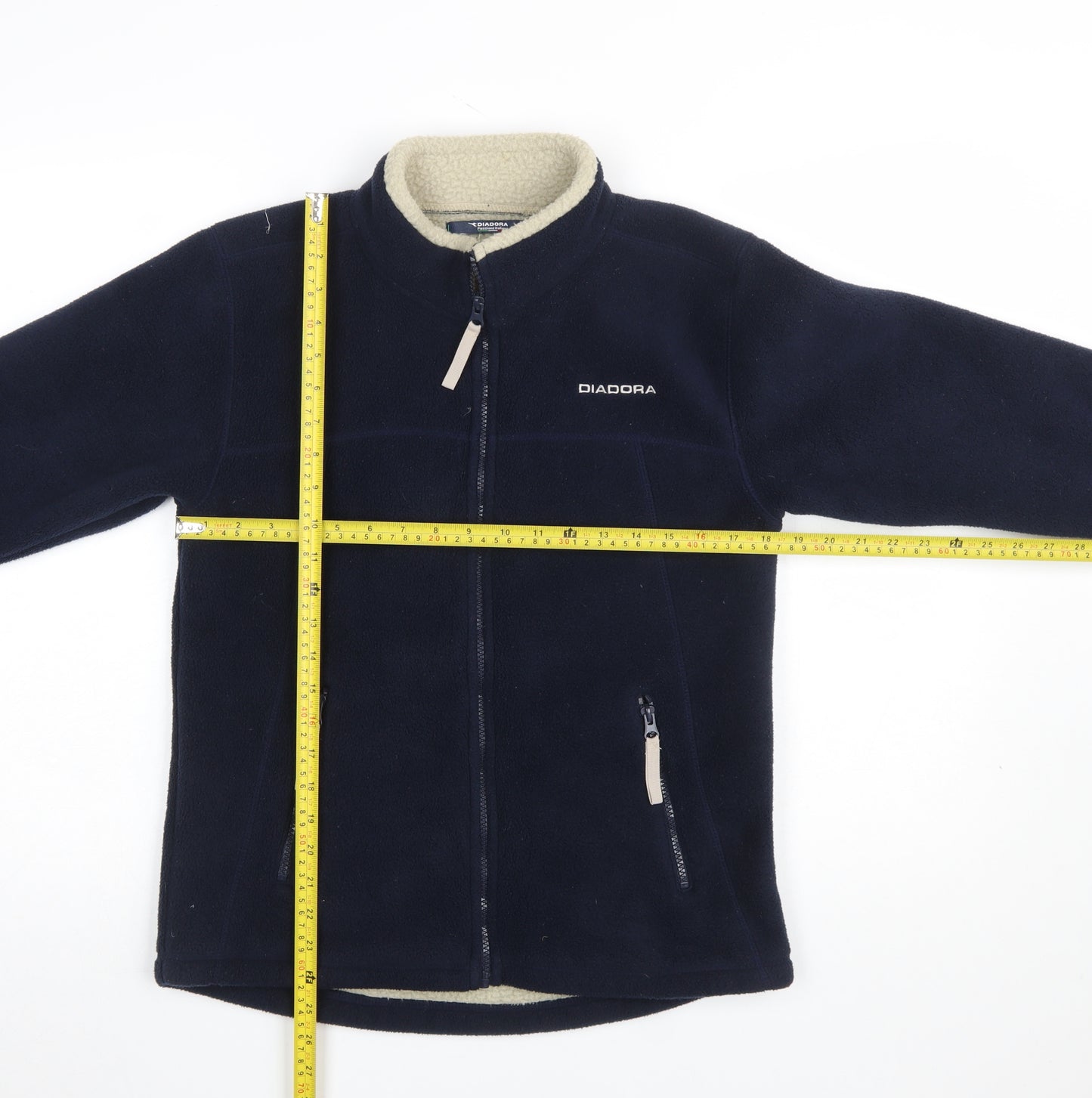 Diadora Boys Blue Fleece Full Zip Jacket L Lined Mid-Length Outdoor Coat