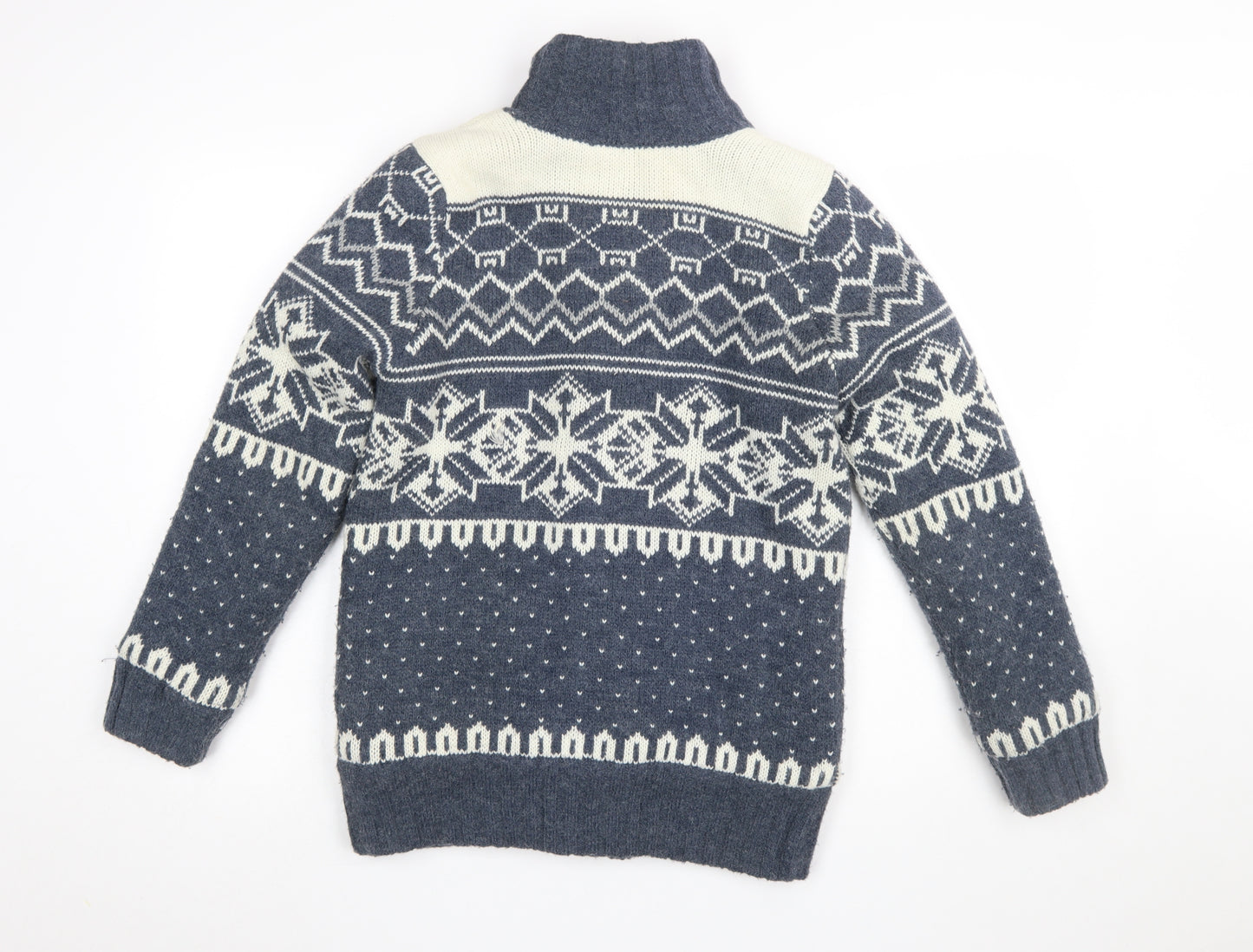 SoulCal & Co Womens Blue Fair Isle Full Zip Knit Jumper Size 12