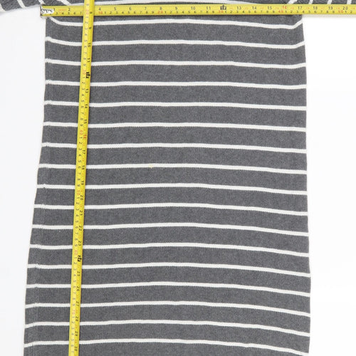 Paraphrase Women Grey Striped Jumper Dress Size 12 Knit Long Sleeve