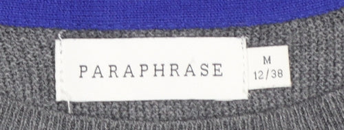 Paraphrase Women Grey Striped Jumper Dress Size 12 Knit Long Sleeve