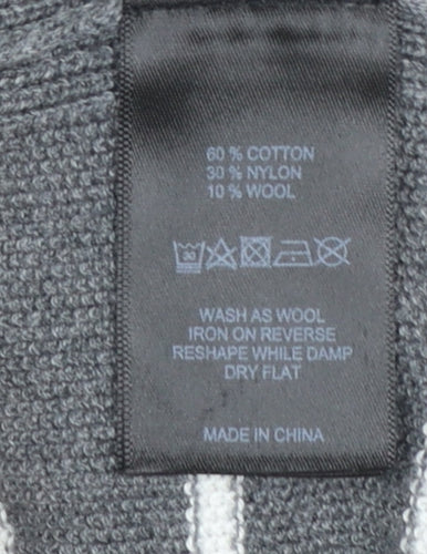 Paraphrase Women Grey Striped Jumper Dress Size 12 Knit Long Sleeve