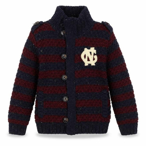 Scotch Shrunk Boys Navy & Burgundy Striped Wool Blend Cardigan Size 10/140