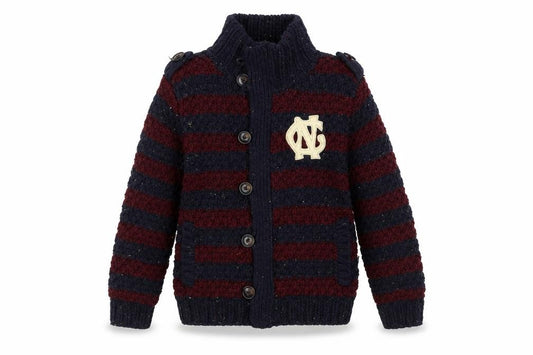 Scotch Shrunk Boys Navy & Burgundy Striped Wool Blend Cardigan Size 10/140