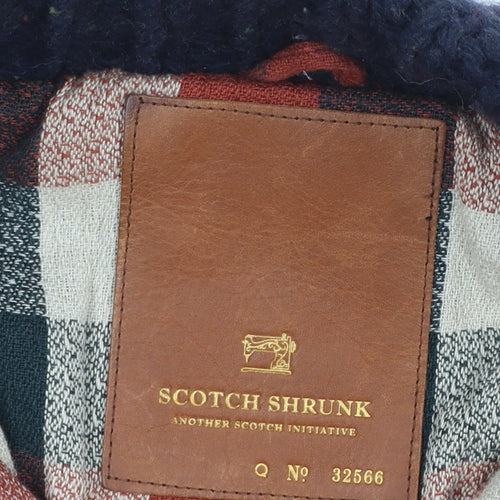 Scotch Shrunk Boys Navy & Burgundy Striped Wool Blend Cardigan Size 10/140