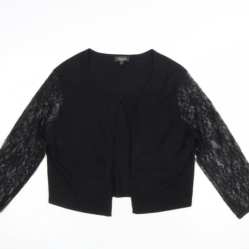 Alexon Women's Black Lace Sleeve Cardigan Size L Round Neck