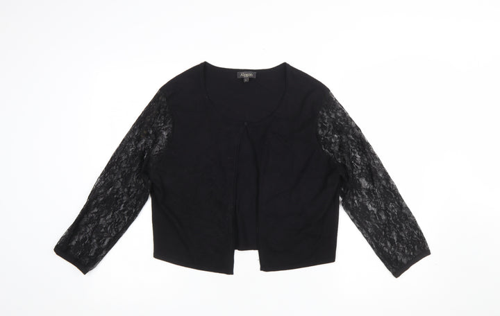 Alexon Women's Black Lace Sleeve Cardigan Size L Round Neck