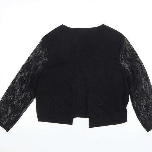 Alexon Women's Black Lace Sleeve Cardigan Size L Round Neck