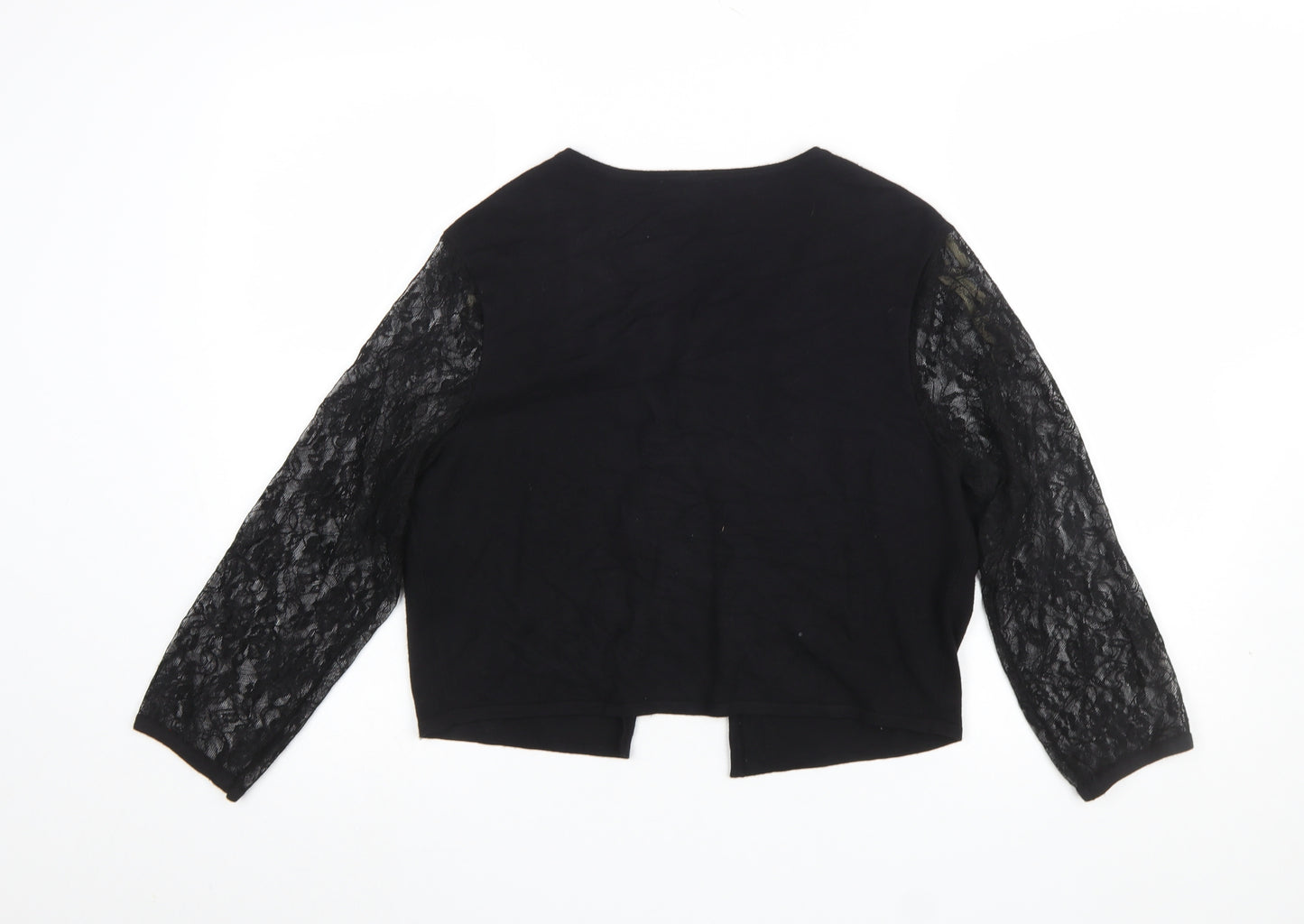 Alexon Women's Black Lace Sleeve Cardigan Size L Round Neck