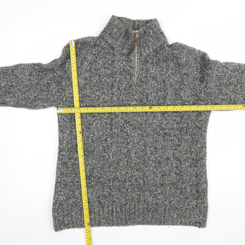 Marks and Spencer Men’s Grey Cable Knit 1/2 Zip Jumper Size S