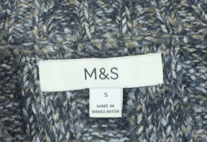 Marks and Spencer Men’s Grey Cable Knit 1/2 Zip Jumper Size S