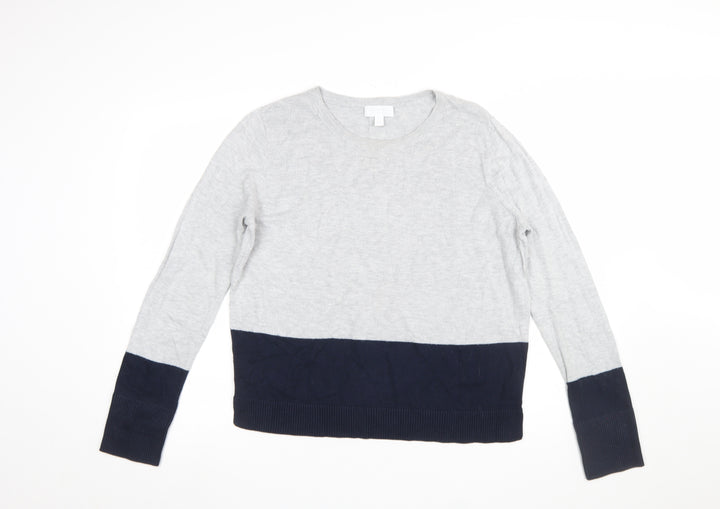 The White Company Women’s Grey & Navy Pullover Jumper Size 14