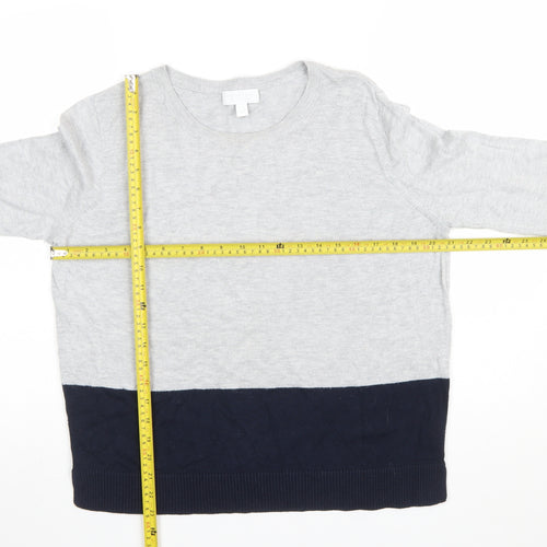 The White Company Women’s Grey & Navy Pullover Jumper Size 14