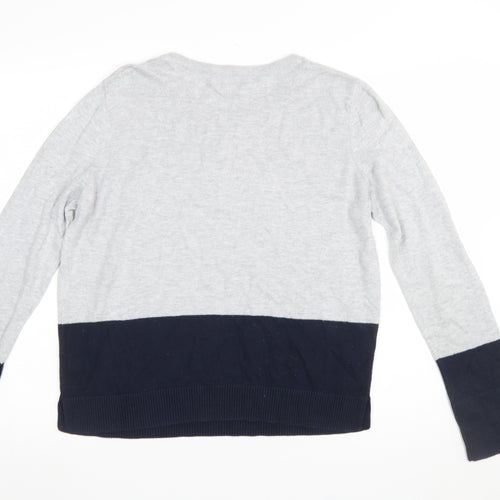 The White Company Women’s Grey & Navy Pullover Jumper Size 14