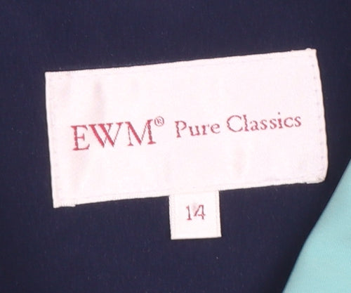 EWM Women’s Green Hooded Rain Coat Size 14 Waterproof Mid-Length