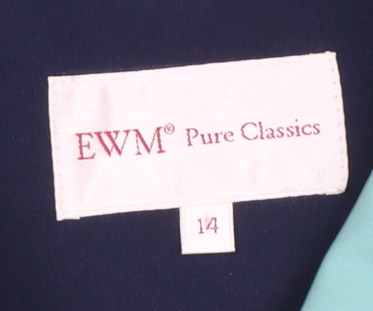 EWM Women’s Green Hooded Rain Coat Size 14 Waterproof Mid-Length