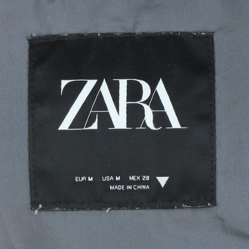 Zara Womens Grey Cropped Puffer Jacket Size 12 Quilted Winter Coat
