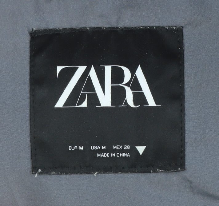 Zara Womens Grey Cropped Puffer Jacket Size 12 Quilted Winter Coat