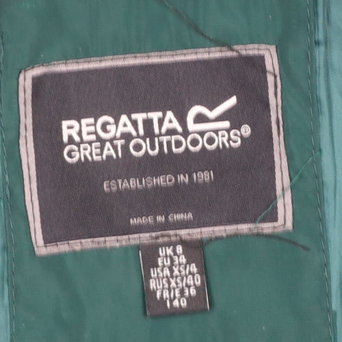 Regatta Women’s Green Long Puffer Coat Hooded Fur Trim Size 8