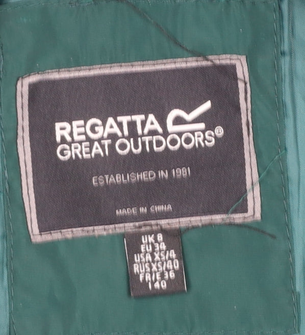 Regatta Women’s Green Long Puffer Coat Hooded Fur Trim Size 8