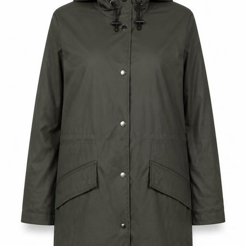 Brave Soul Women's Green XS 8 Hooded Waterproof Mid-Length Rain Coat