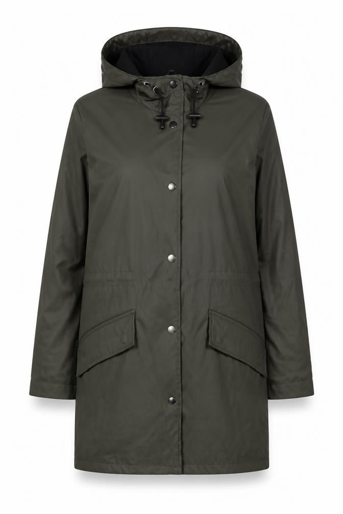 Brave Soul Women's Green XS 8 Hooded Waterproof Mid-Length Rain Coat
