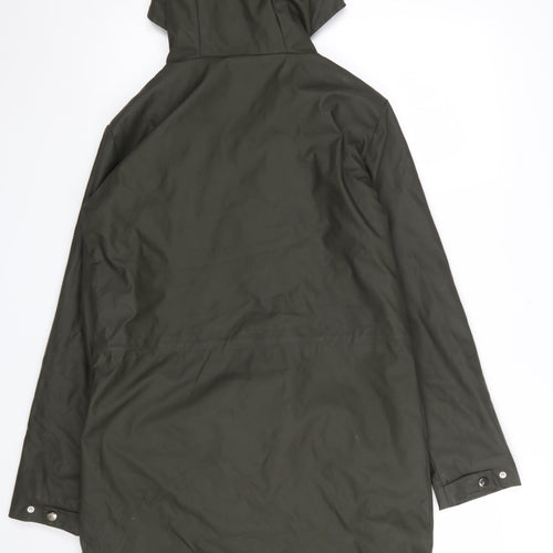 Brave Soul Women's Green XS 8 Hooded Waterproof Mid-Length Rain Coat