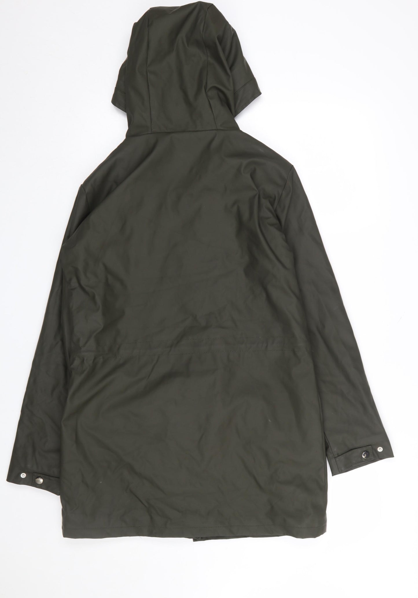 Brave Soul Women's Green XS 8 Hooded Waterproof Mid-Length Rain Coat