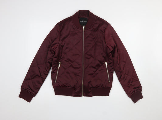 New Look Women’s Red Quilted Bomber Jacket Size 10