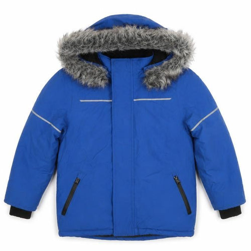 Urban Boys Blue Hooded Puffer Jacket 6 Years Faux Fur Trim Winter Coat