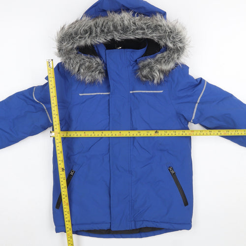 Urban Boys Blue Hooded Puffer Jacket 6 Years Faux Fur Trim Winter Coat