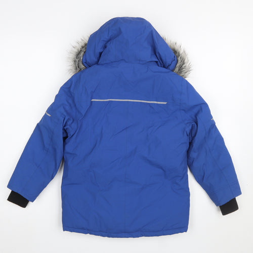 Urban Boys Blue Hooded Puffer Jacket 6 Years Faux Fur Trim Winter Coat