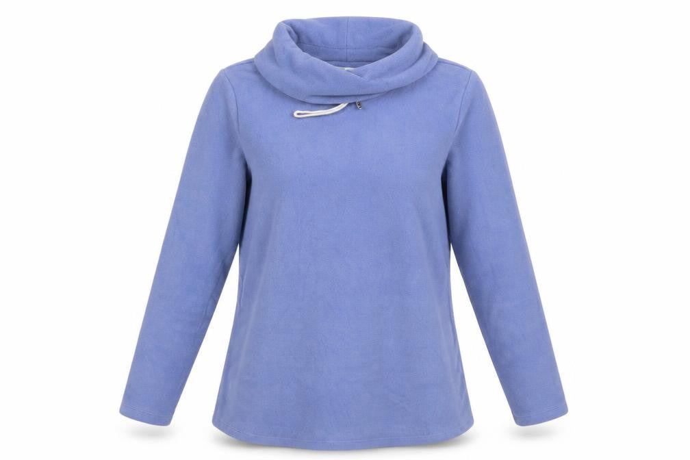 Front view of D&Co Active Women's Blue Fleece Pullover Sweatshirt, size M