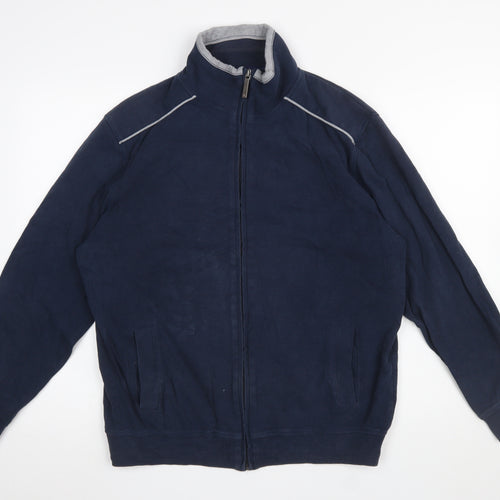 CASA MODA Men's Blue Full Zip Cotton Sweatshirt L Relaxed Fit