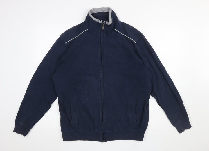 CASA MODA Men's Blue Full Zip Cotton Sweatshirt L Relaxed Fit