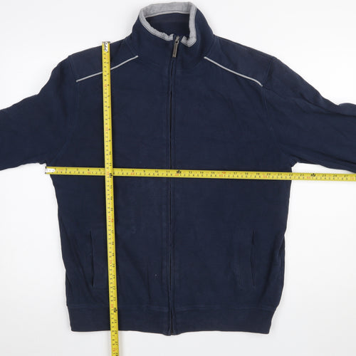 CASA MODA Men's Blue Full Zip Cotton Sweatshirt L Relaxed Fit