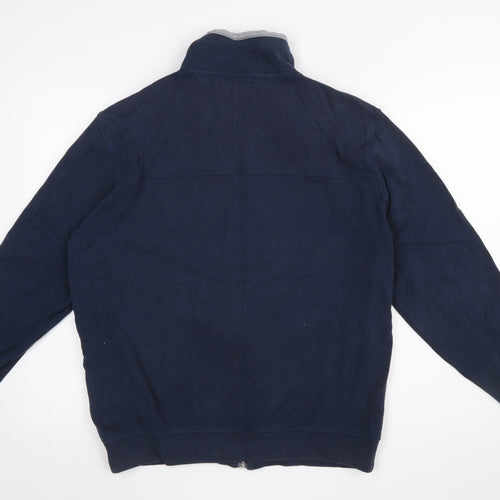 CASA MODA Men's Blue Full Zip Cotton Sweatshirt L Relaxed Fit