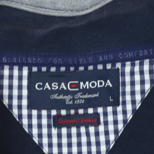 CASA MODA Men's Blue Full Zip Cotton Sweatshirt L Relaxed Fit